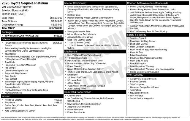 2026 Toyota Sequoia Platinum
