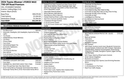 2026 Toyota 4Runner i-FORCE MAX 4Runner TRD Off-Road Premium
