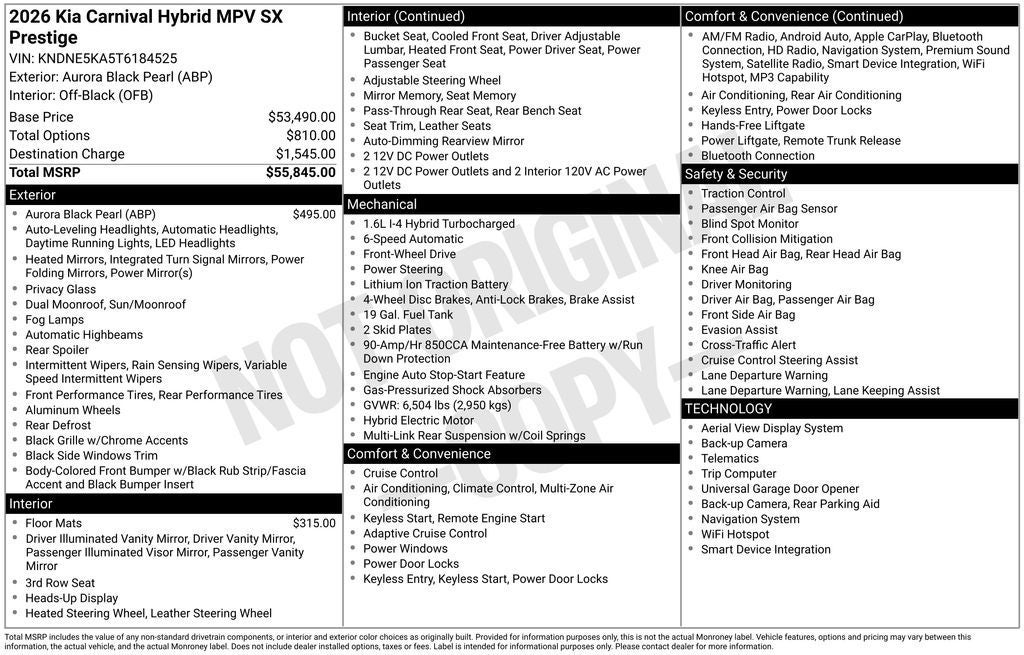 2026 Kia Carnival Hybrid SX Prestige
