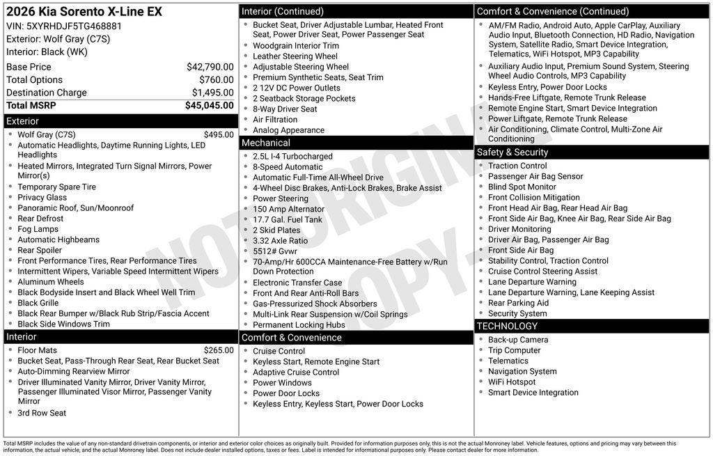 2026 Kia Sorento X-Line EX