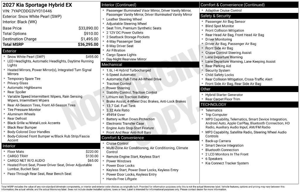 2027 Kia Sportage Hybrid EX