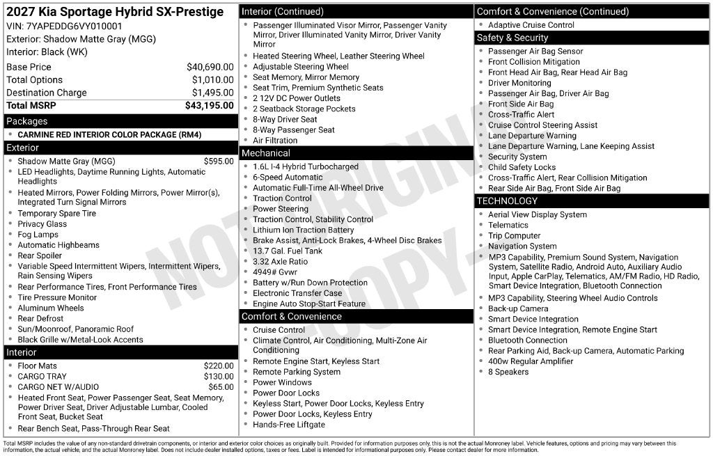 2027 Kia Sportage Hybrid SX-Prestige