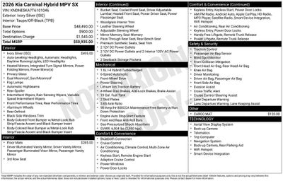 2026 Kia Carnival Hybrid SX