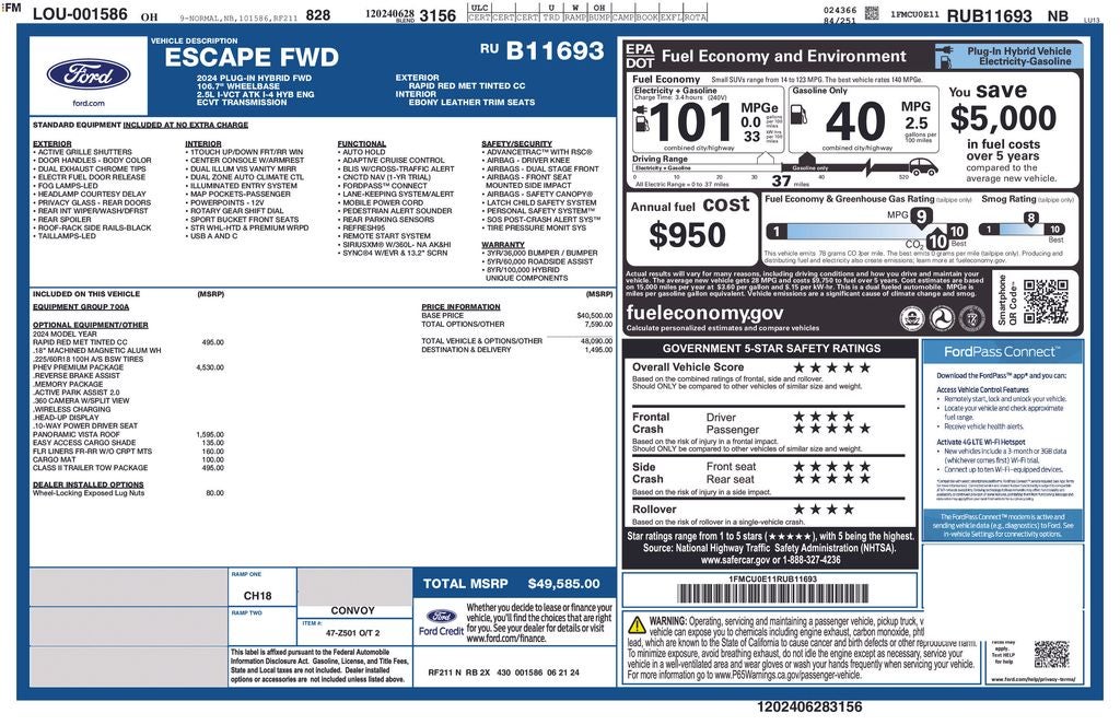 2024 Ford Escape Plug-In Hybrid Base