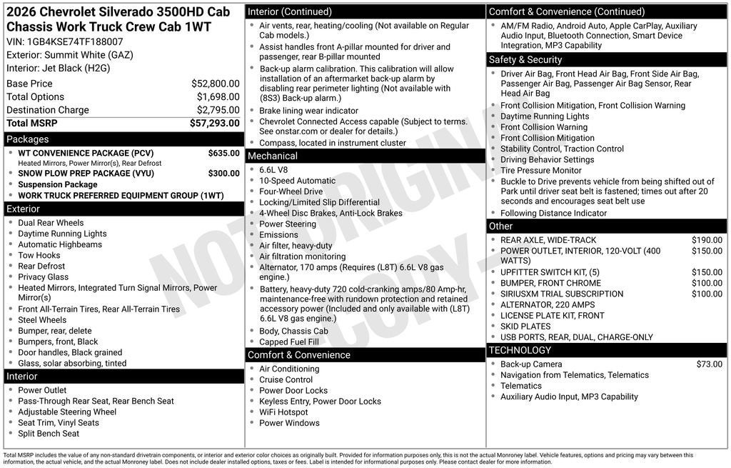 2026 Chevrolet Silverado 3500 HD Chassis Cab Work Truck