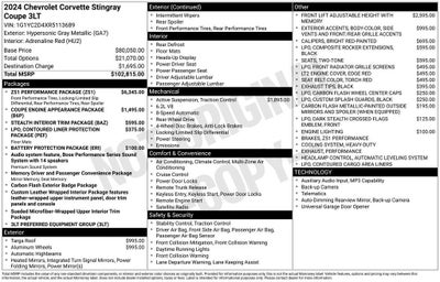 2024 Chevrolet Corvette Stingray 3LT