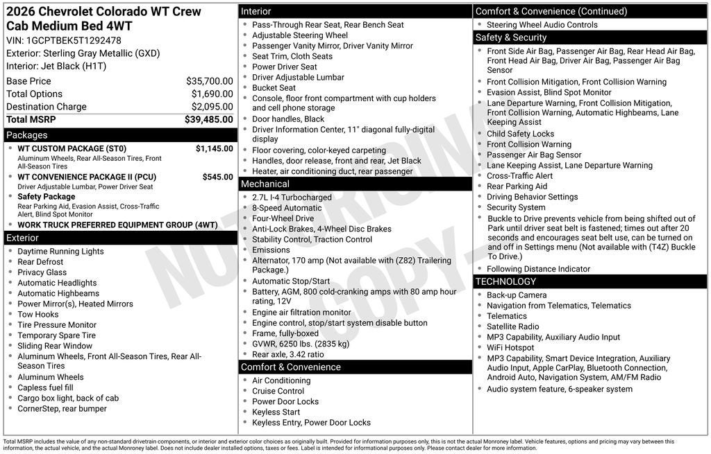 2026 Chevrolet Colorado WT
