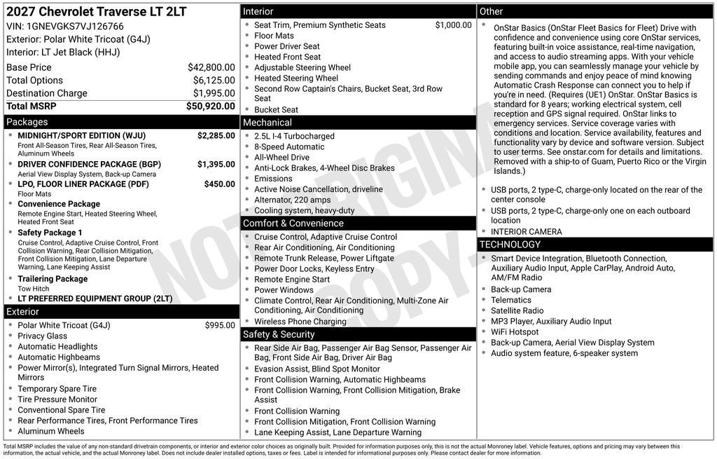 2027 Chevrolet Traverse LT