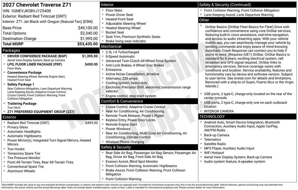2027 Chevrolet Traverse Z71