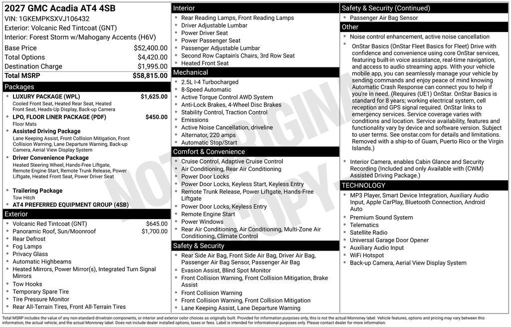 2027 GMC Acadia AT4