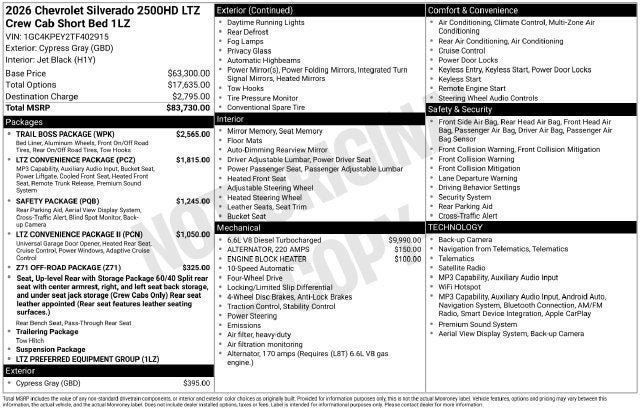 2026 Chevrolet Silverado 2500 HD LTZ