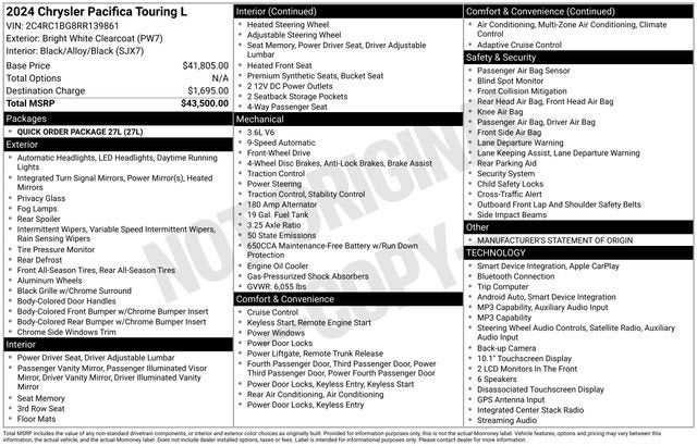 2024 Chrysler Pacifica Touring L
