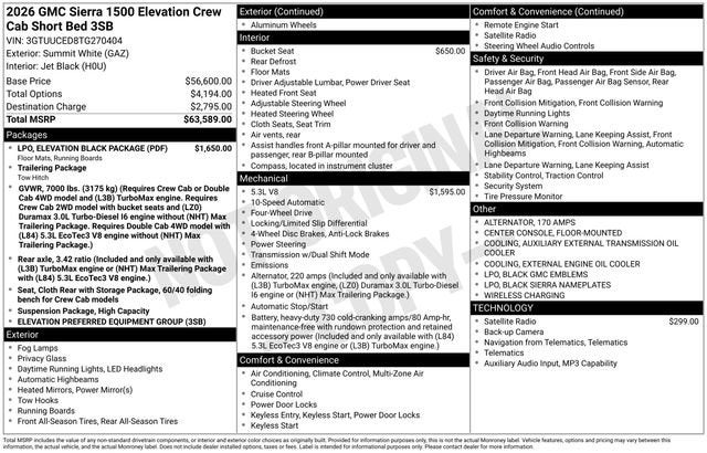 2026 GMC Sierra 1500 Elevation