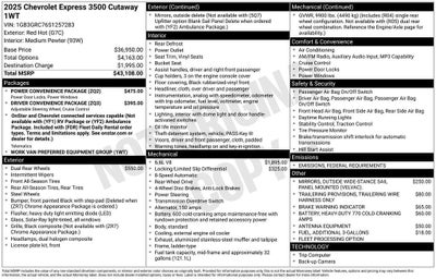 2025 Chevrolet Express Cutaway 3500 1WT