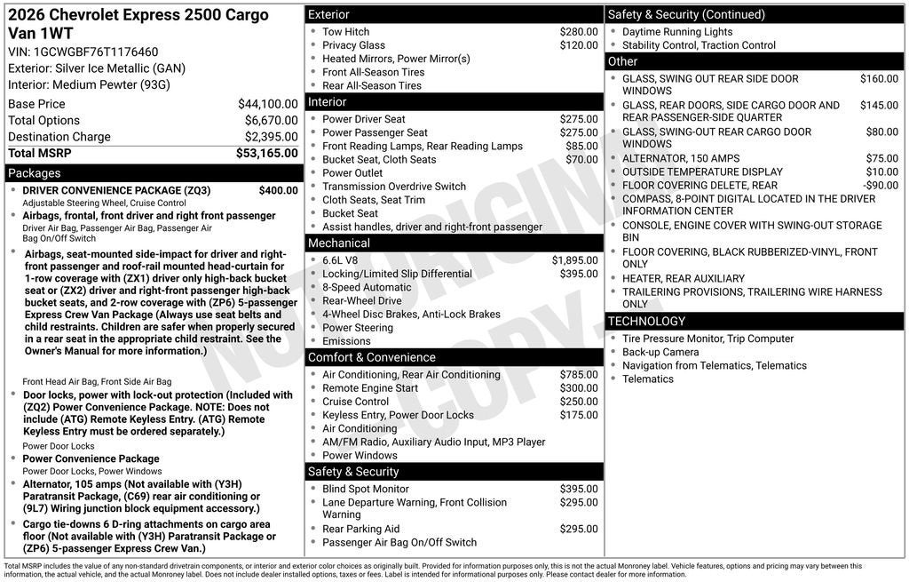 2026 Chevrolet Express Cargo WT