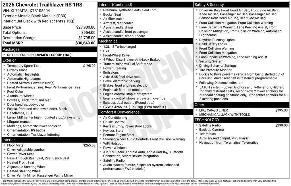 2026 Chevrolet Trailblazer RS
