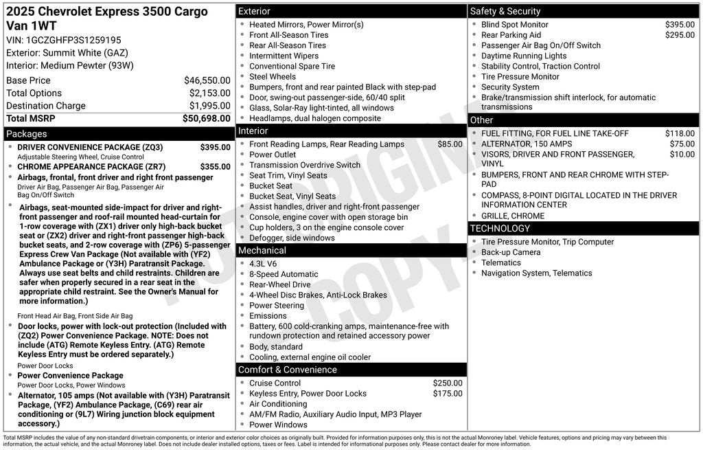2025 Chevrolet Express Cargo 3500 WT