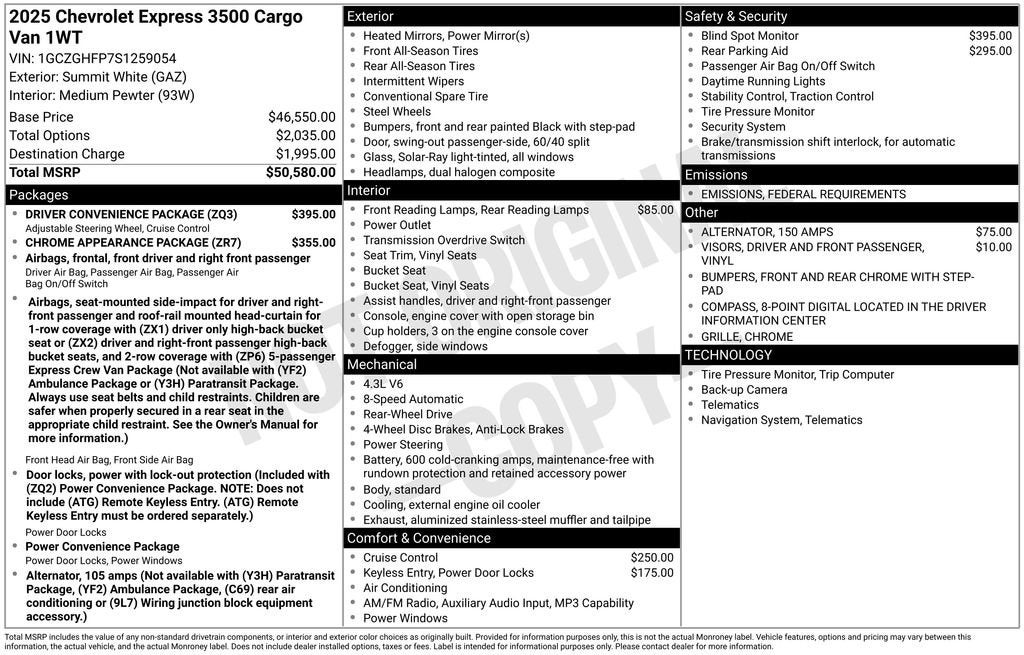 2025 Chevrolet Express Cargo WT