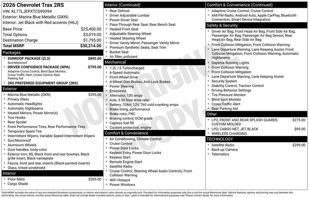 2026 Chevrolet Trax 2RS