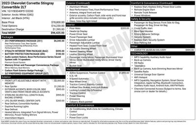 2023 Chevrolet Corvette Stingray 2LT