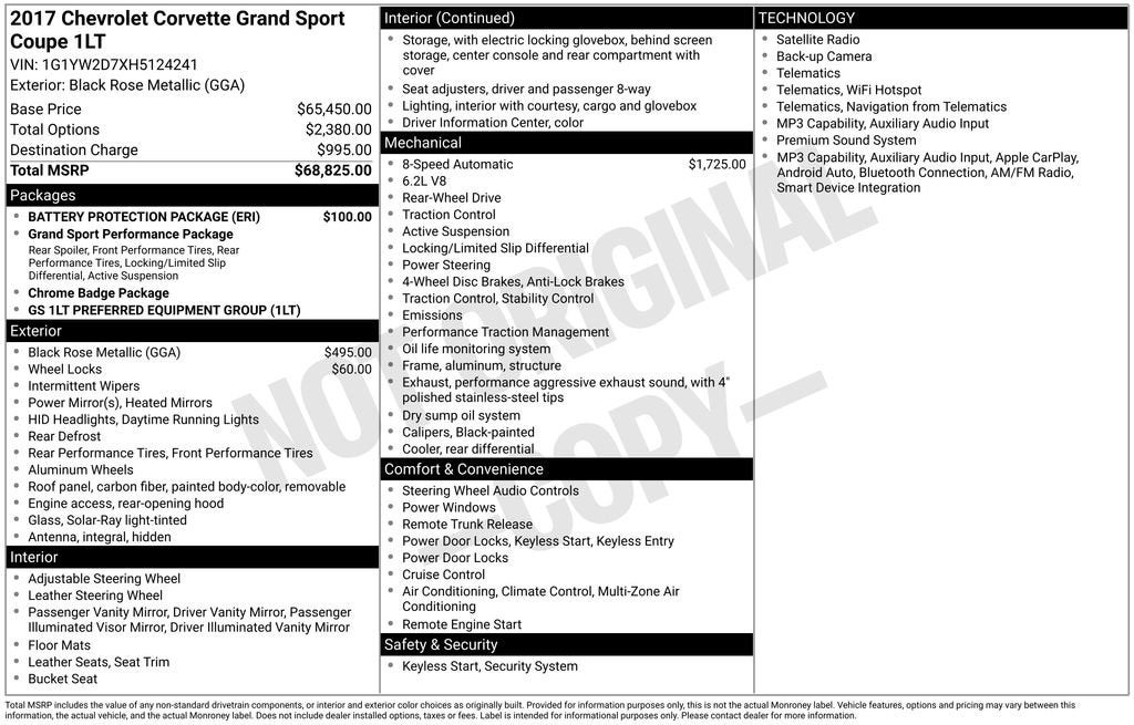2017 Chevrolet Corvette Grand Sport Grand Sport 1LT