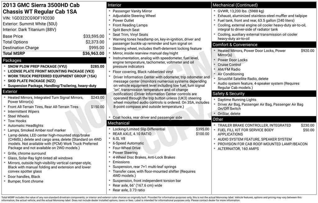 2013 GMC Sierra 3500 HD Chassis Cab Work Truck