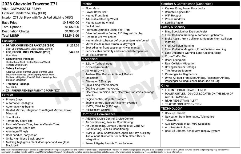 2026 Chevrolet Traverse Z71