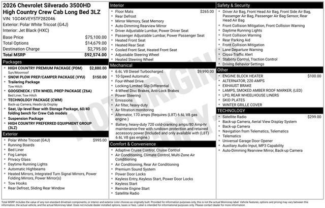 2026 Chevrolet Silverado 3500 HD High Country DRW