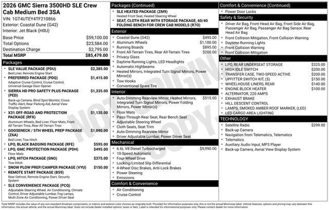 2026 GMC Sierra 3500 HD SLE