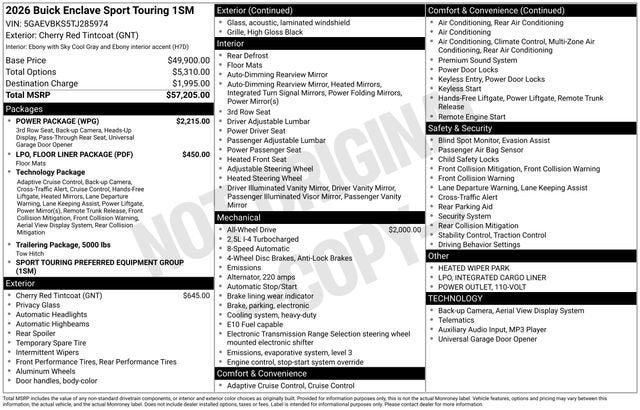 2026 Buick Enclave Sport Touring